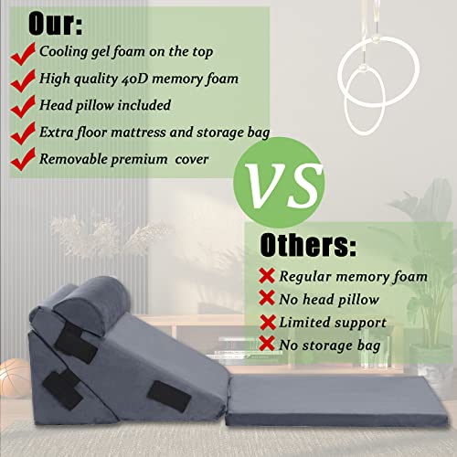 Turnextte 4Pcs Orthopedic Bed Wedge Pillow For Sleeping, Back Support Pillow, Post Surgery Pillow With Memory Foam For Acid Reflux, Leg, Shoulders, Gerd, Heartburn, Anti Snoring Pillow, Dark Grey #TOP6