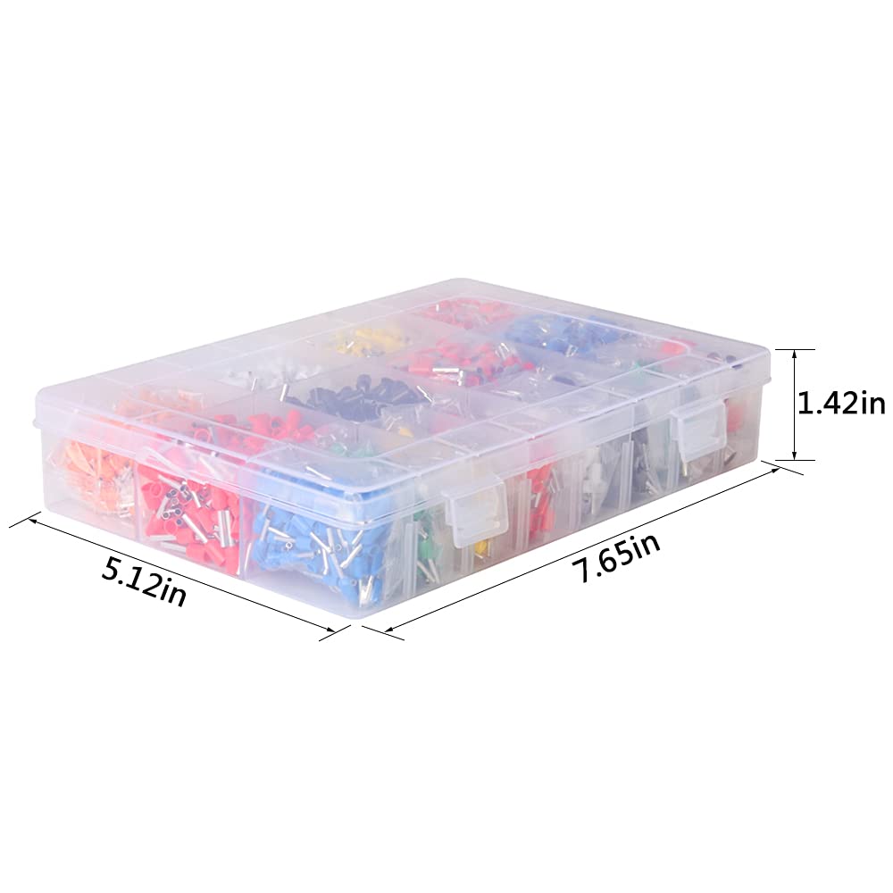 PONFY 2120PCS Wire Ferrules Terminals Kit, Ferrule Crimping Kit Assortment Ferrule Wire Crimp Pin Terminal Connector Wire Ends Terminals AWG 22-10