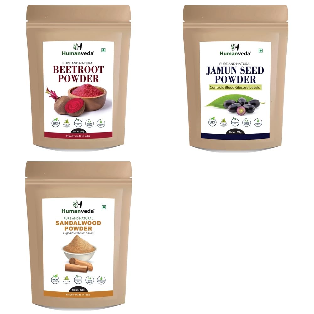 Pure Beetroot Powder, Jamun Seed Powder and Sandalwood Powder Combo Pack for Comprehensive Hair Care and Radiant Glowing Skin Rejuvenation 100% Natural Organic Herbal Fine Powder Face Mask and Scal-image-38