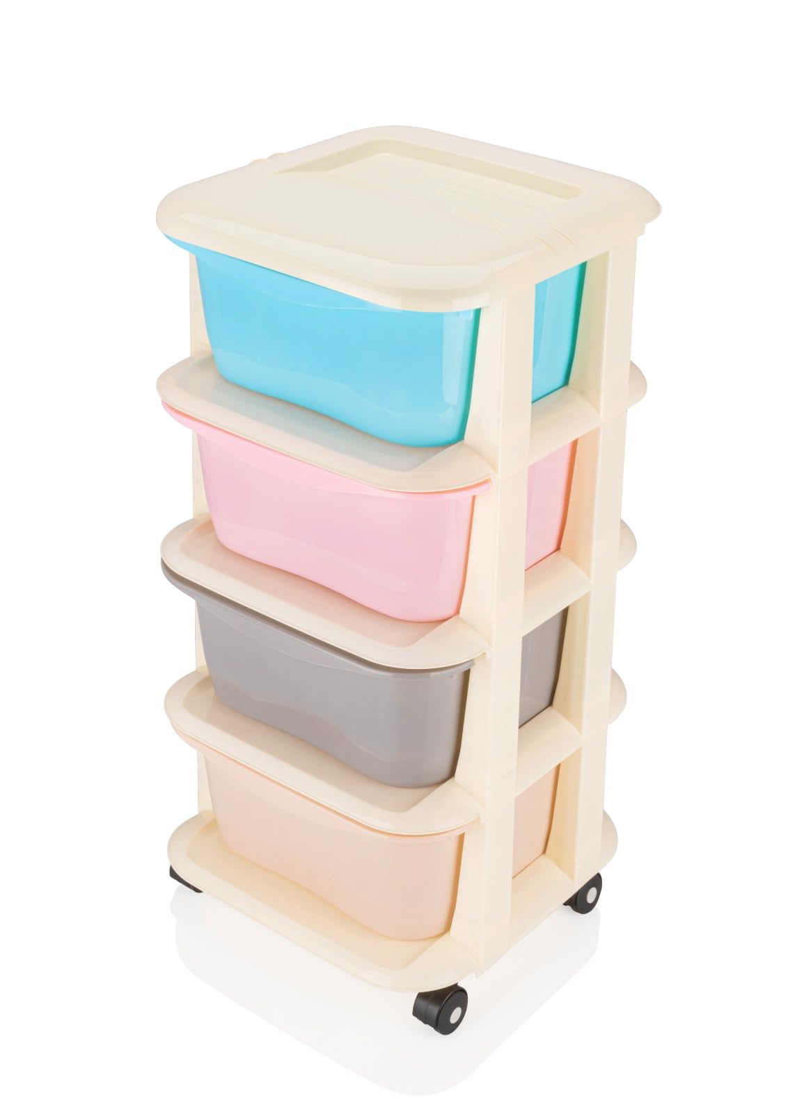KITCHIVO™ Modular Drawer Storage Organizer/Plastic Chest of Drawers for Kitchen Storage Cabinet/Multi-Layer Storage Drawer Cabinet & Drawers Organisers for Home Office Use (4 Layer)