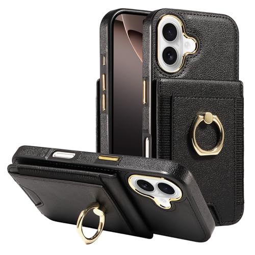 Étui portefeuille iPhone 16 cuir noir idéal pour voyager léger en sécurité