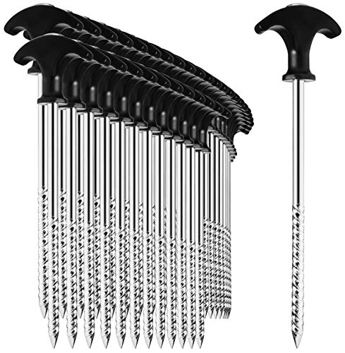 com-four® 36x Zelt-Heringe aus Stahl - robuste Erdnägel mit Gewinde für Camping und Outdoor - ideal für normalen und harten Boden mit T-Griff 0170x7mm