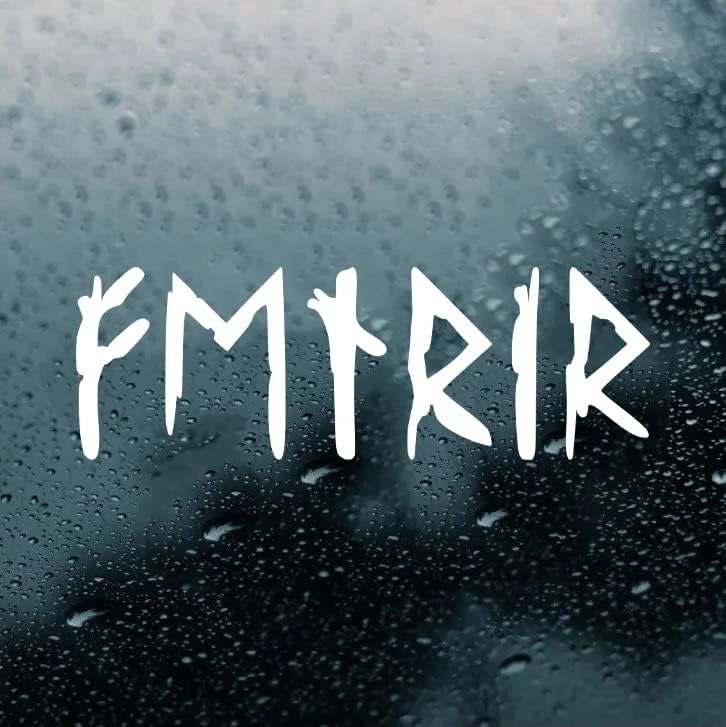 Minglewood Trading Fenrir in Futhark - Calcomanía de vinilo V2 - Runes Viking Norse Wolf - Adhesivo troquelado