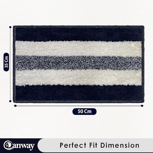 Image of CANWAY 1100 GSM Rectangular 2 Pieces|50 x 35 cm| Anti-Skid Microfiber Bathroom Door Mat, Water Absorbent Floor Mat|Blue