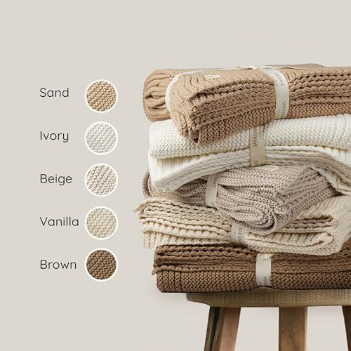 MakeMake Organics Organic Cotton Throw Blanket GOTS Certified Organic Knit Blanket Couch Bed Neutral Fall Colors Soft Cotton Throw Blanket Large (50x60, Brown) - Thumbnail 6