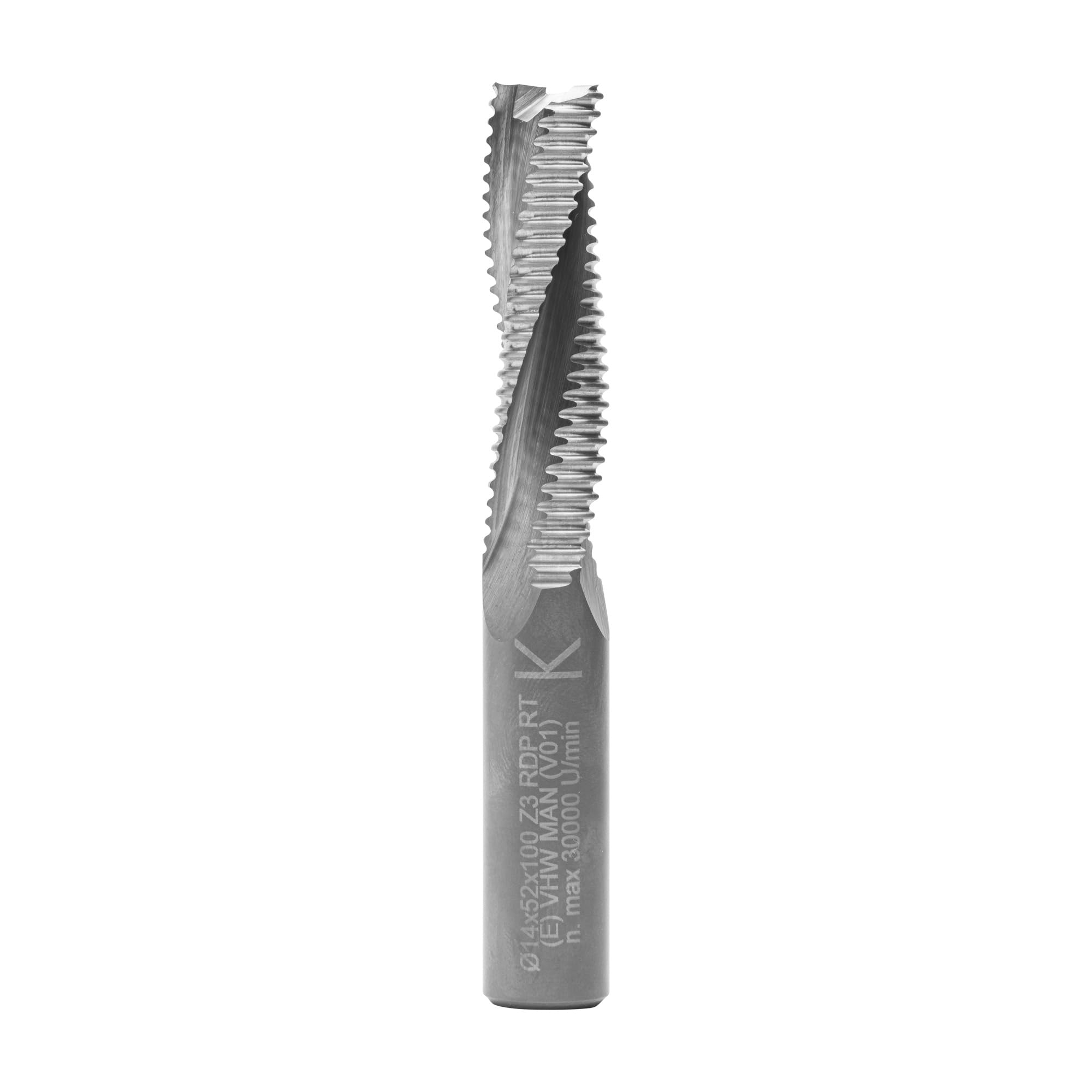 ENT 20703 Frez do obróbki zgrubnej w wegliku spiekanym, srednica (D) 14 mm, NL 52 mm, Z3, GL 100 mm, obroty w prawo / dodatnie