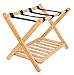BirdRock Home Luggage Rack Stand with Shoe Shelf | Compact Folding Design | Bedroom Guest Room Suitcase Home Organization | Stable Durable Suitcases Racks Foldable Baggage Holder | Bamboo Natural