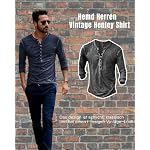 Hemd Herren Vintage Henley Shirt Kurzarm/Langarm T Shirt V Ausschnitt Slim Fit T-Shirt – Bild 4
