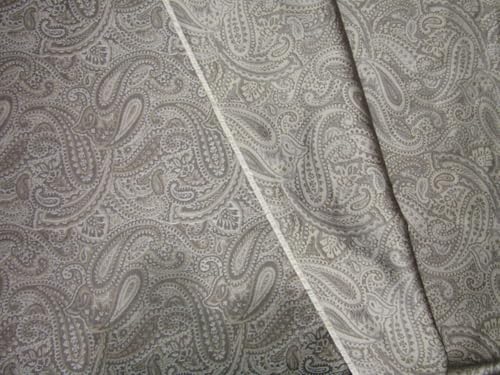Soie jacquard brocart marron kaki 111 cm coupon tissu 100% soie motif cachemire