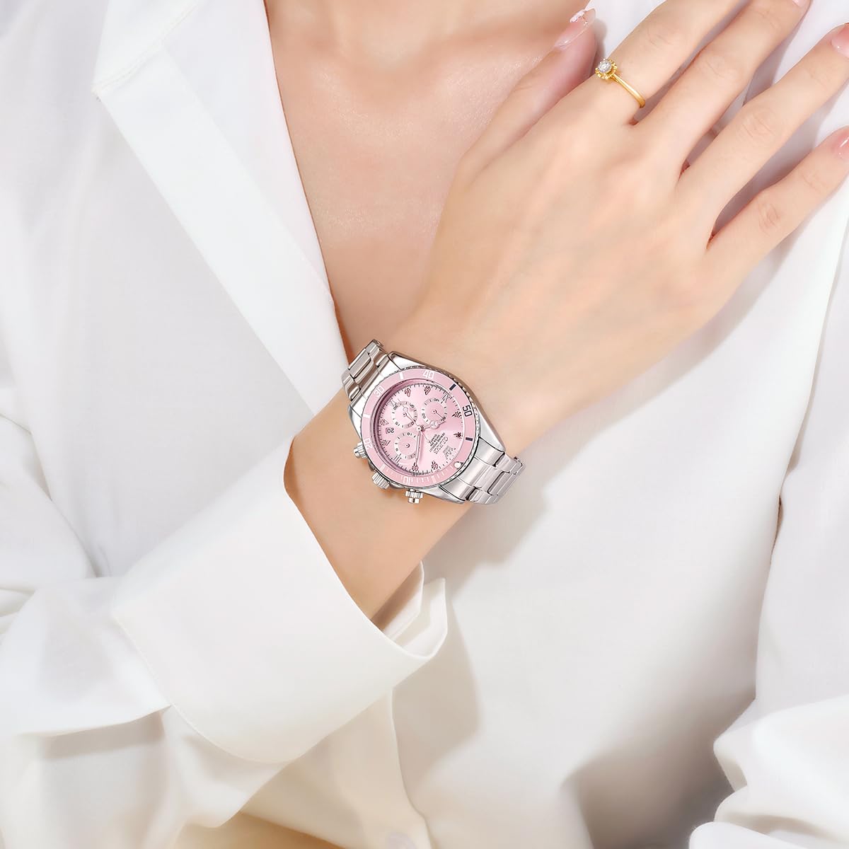 OLEVS Uhren Herren Echtholz Armband wasserdichte Quarzuhr Modische Business Freizeituhr