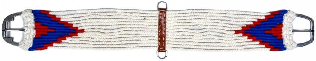 Showman White Mohair String Girth w/Southwest Design