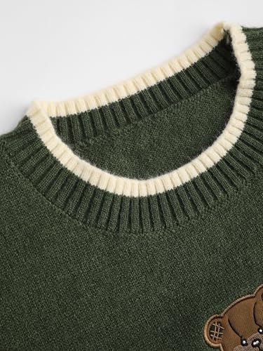 Image of CIDER Women's Fall Sweaters Long Sleeve Cute Sweaters Bear Graphic Crewneck Soft Knit Casual Cropped Pullover