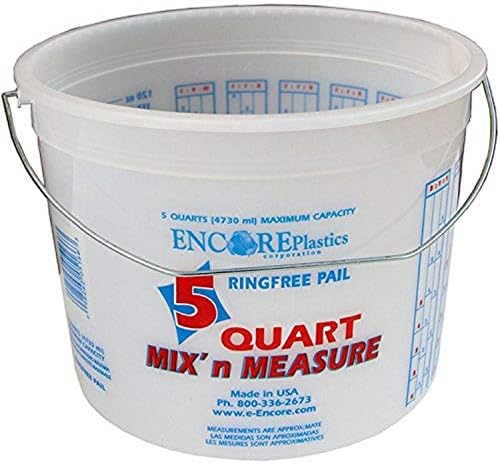 Encore Plastics 5166 Mix 'N Measure Ringfree Plastic Pail with Wire Handle, 5-Quart