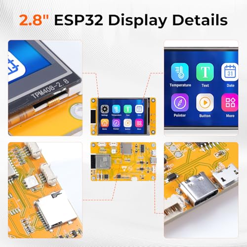 APKLVSR ESP32 Display,2.8\ ESP32-Display ESP32-2432S028R Resistiver Touchscreen 240x320 TFT LCD Display Modul,ESP32 Entwicklungsplatine mit WiFi Bluetooth, für Arduino IDE(2 Stücke)