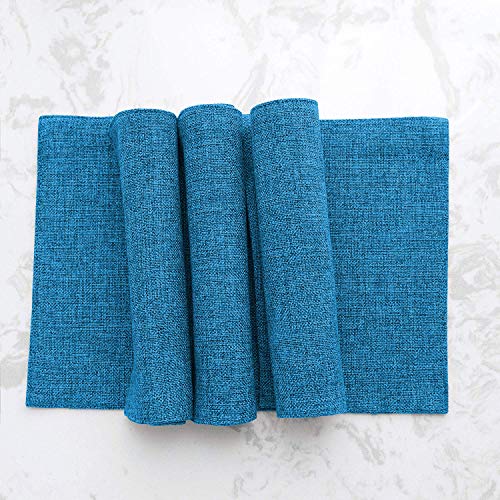 Image of Khooti Jute Tablemats /Placemats Heat Resistant Set of 1 Piece, Table Mats for Dining Table, Kitchen, Coffee Table, Wedding Party | 12 x 18 inches / 30 cm x 45 cm | Bondi Blue