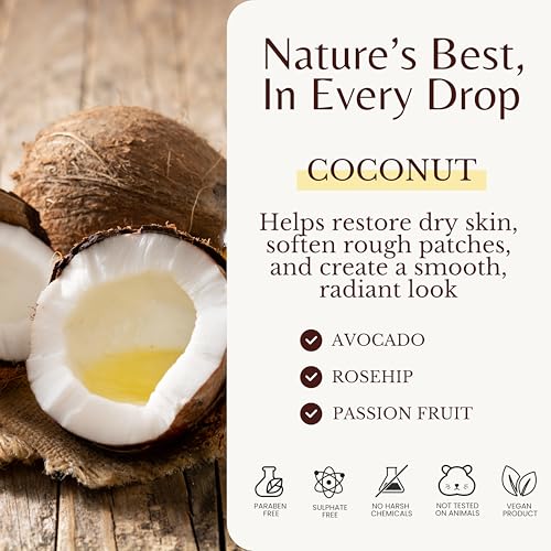 Image of Edenika Botanicals Tropical Coconut Massage Oil for Massage Therapy, Soothing Massage Oil with Coconut & Passion Fruit Oil for Muscle Relaxing, Skin Moisturizing & Hydrating, 2-Pack