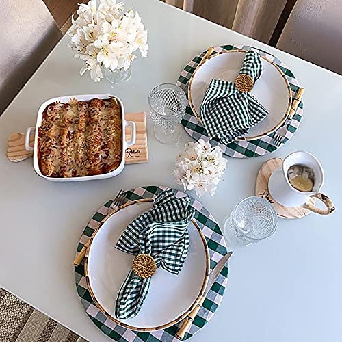 Fall Napkin Rings Set Of 6, Vintage Napkin Ring For Table Setting, Handmade Wood Serviette Rings Holder For Wedding, Thanksgiving, Farmhouse, Party, Outdoor Dinner, Table Decor (Rattan Circle) #TOP4