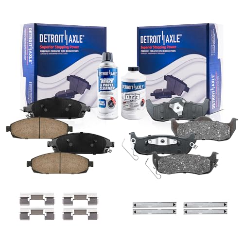 Image of Detroit Axle - Brake Pads for 2005-2010 Jeep Grand Cherokee Commander 2006 2007 2008 2009 Front Rear Brake Ceramic Pads w /Hardware Replacement Brakes
