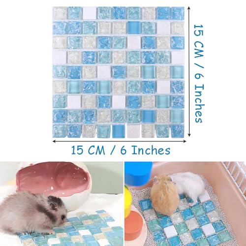 Image of OULIGET Hamster Rabbits Cooling Mat,Crystal Quartz Glass Small Animal Bed,Pet Cool Plate Ice Bed Sleeping Pad Stay Cool for Rabbits Guinea Pigs Chinchillas Ferret,6 inch x 6 inch