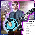 10 Pieces Inflatable Instruments Party Props Set Photo Booth Props Inflatable Guitar Saxophone Bass Lute Microphone Recorder Piano Theme Party Rock Toys Decorated Vintage Period Party - Image 3