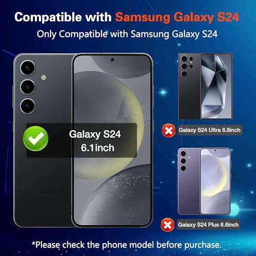 WNABZZER for Samsung Galaxy S24 Privacy Screen Protector, 2X Anti Spy Tempered Glass Film + 2X Camera Lens Protector, [Fingerprint Unlock] [28° Anti-Peep] [Installation tools] [Zero Bubble] Black/Dark Shield for Galaxy S24 by WNABZZER - Used condition - Image 2