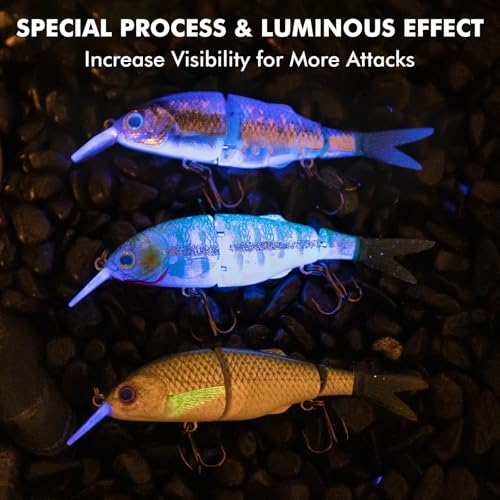Image of TRUSCEND Swimmax Easy Catch Fishing Lures with BKK Hooks, Wiggling, Vibrating, Rattling and Gurgling for More Bite, Heavy-Duty Dyneema Fiber Jointed Swimbaits for Bass, Trout, Walleye, Crappie, Pike