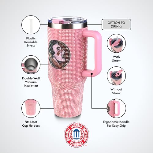 Image of The Memory Company Officially Licensed NCAA - Florida State University 40oz Pink Bling Game Day Tumbler