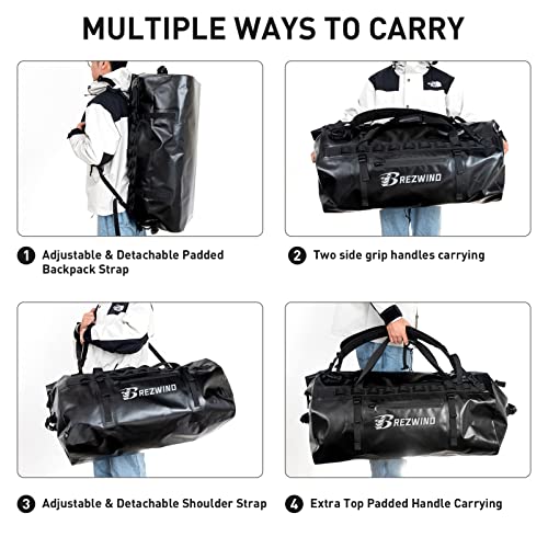 Brezwind Heavy Duty Waterproof Duffel Bag - Large Capacity, Durable Straps And Handles, Perfect For Boating, Motorcycling, Hunting, Camping, Kayaks, Jet Ski And Any Kind Of Travel #TOP5