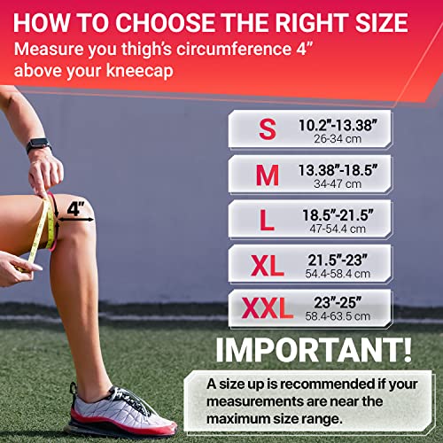 Size Chart for Choosing the Right Size: When selecting the appropriate size for the DR. BRACE ELITE Knee Brace, it is crucial to measure your thigh’s circumference 4 inches above your kneecap.