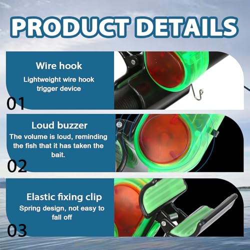 Shgxjjnb 4 Pack Fishing Bite Alarm, Bite Alarms for Fishing Poles, Sensitive Electronic Fish Alarms Indicator, Sound Alert Bell with LED Lights by Shgxjjnb - Image 3