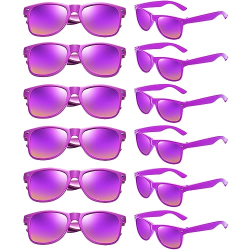 Geopty 12 Pack Purple Sunglasses Bulk, 80s Retro Party Sunglasses Set Adults Party Glasses
