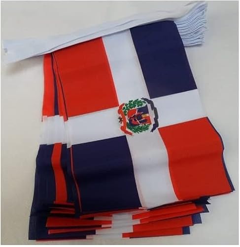 AZ FLAG Banderines de República Dominicana, 19.7ft, 20 banderas de 9.0 x 6.0in, banderas dominicanas de 5.9 x 8.3in