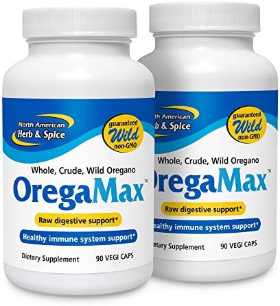 NORTH AMERICAN HERB & SPICE OregaMax (2 Pack) - 90 Vegi Capsules - Healthy Digestive & Immune Support - Oreganol P73 Oregano Oil Supplement with Garlic & Onion - Non-GMO - 180 Total Servings
