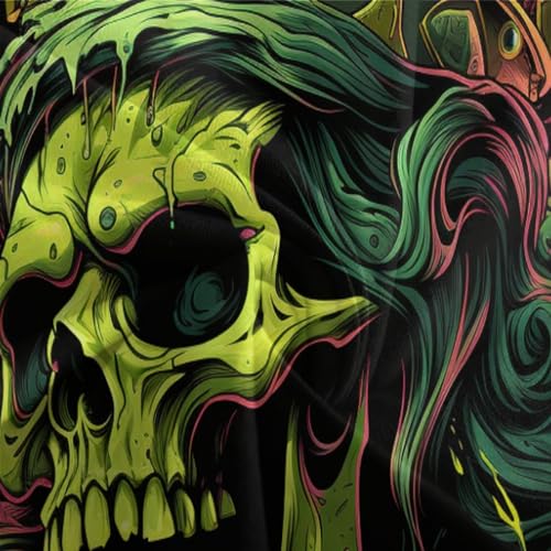 Juego de funda de edredon calavera 3D HOUKIG con dos fundas de almohada de microfibra para cama 7