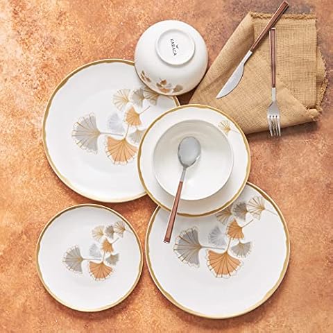 Karaca Gingko - Vajilla de porcelana multicolor para 6-18 piezas Cover