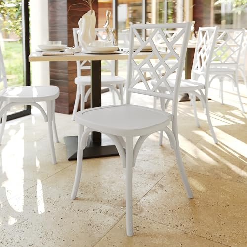 Flash Furniture Commercial Grade Wood Stackable Dining Chair, White, 2-Pack by Flash Furniture - Used condition - Image 3