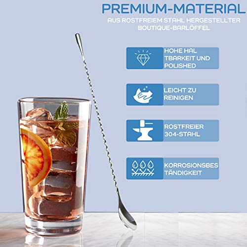 Cosmo 2er Barlöffel Rühroffel Set | in hochwertigem Edelstahl | mit langem Griff | 30,5 cm lang | Im Spiralmuster - Image 4