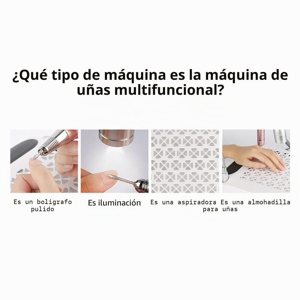 Juego de aspiradora para manicura 4 en 1, fresadora de uñas, lámpara LED, máquina de uñas, aspiradora de uñas, 30000 rpm