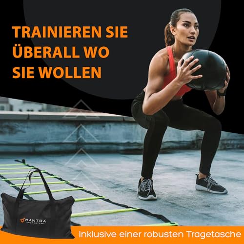 Fussball Trainingszubehör Kinder & Erwachsene, Koordinationsleiter mit Fussball Hütchen Set, 8 Hütchen Fußball Trainingsset mit Trainingsleiter, Zubehör Training Boxen, Basketball & Handball Trainer
