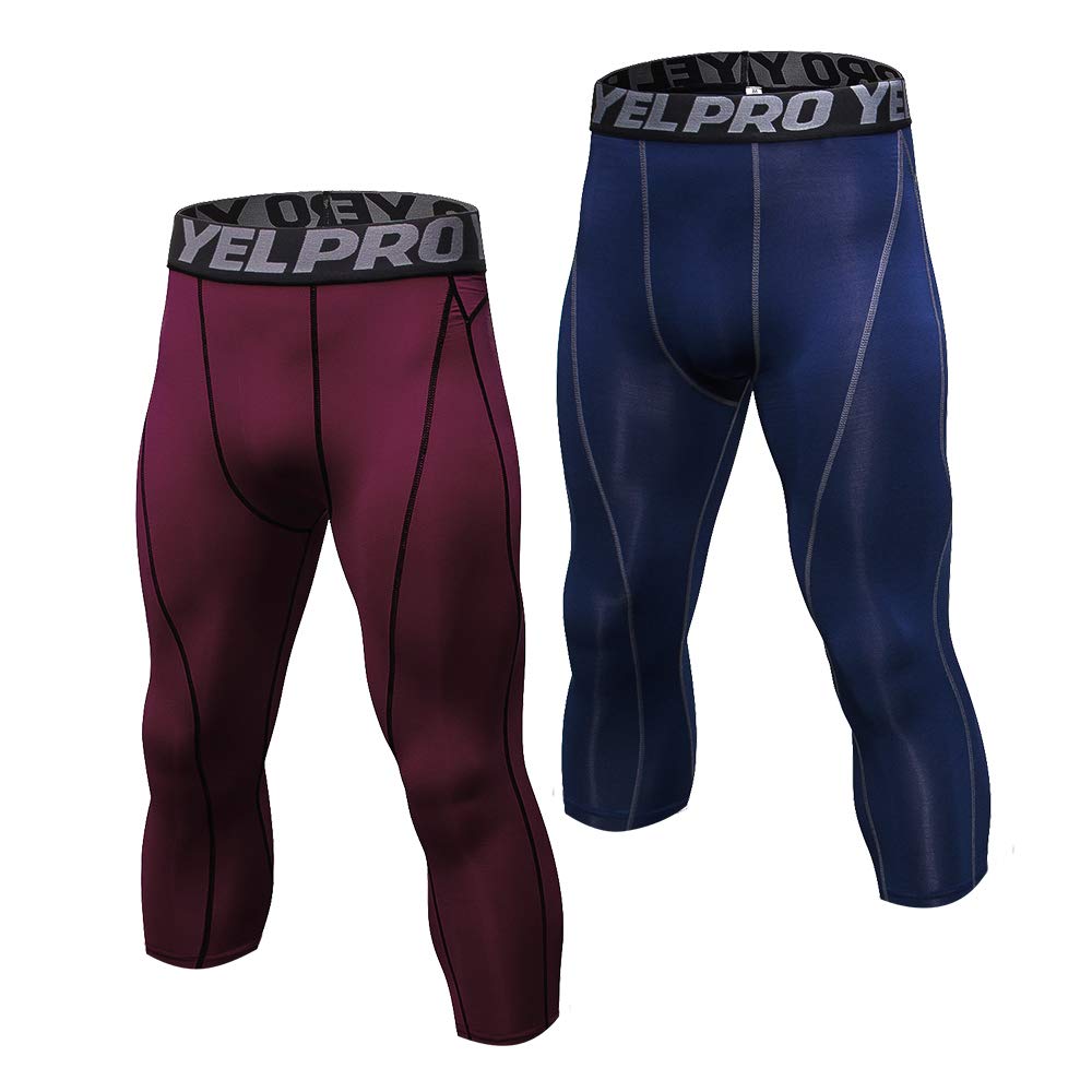 homgeel Men’s Leggings Fitness Pants 2 Pairs Pack Quick Dry Workout Sports Tight Trousers Base Layer Basketball Training-picture-16
