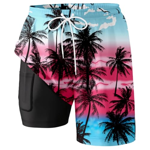 Short homme de bain noir avec boxers intégrés pour la plage