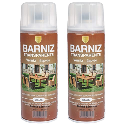 Etrexonline Pintura Spray Multicolor Profesional 400ml Adecuado Metal Madera y Plástico - Color Barniz Satinado (Paquete de 2)