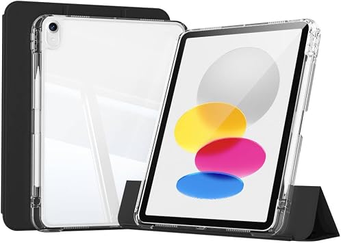 Elfia Apple iPad 10.9 2022 10.Nesil ile Uyumlu K l f  effaf Silikon Kalem B lmeli M knat sl  2 Farkl  Stand Olabilen Darbe Korumal   nce Tablet K l f  Sliding Siyah