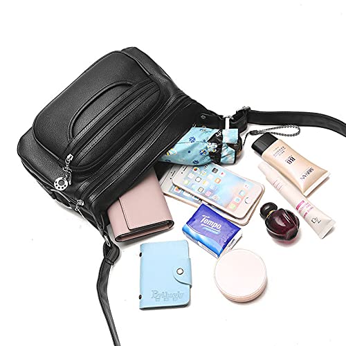 ROUROU Soft Faux Leather Shoulder Bag for Women Multi Pocket Handbag Waterproof Crossbody Bag Large Capacity Purse4