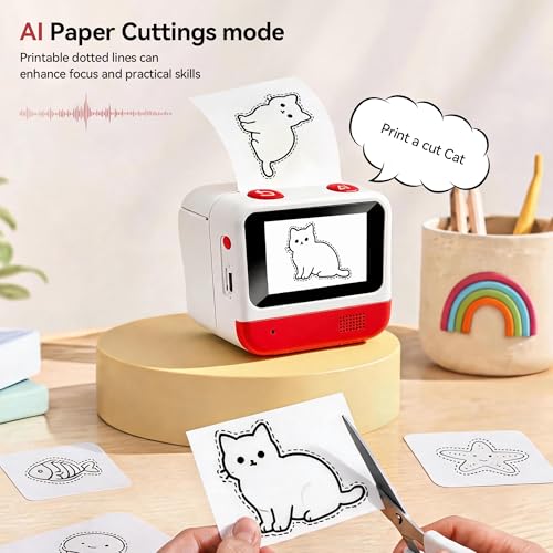 Image of ormos Smart AI Voice Sticker Printer with Touch Screen, Mini Thermal Label Maker for Kids, Portable Inkless Picture Journaling Device, Creative Toy Gift Set with Rolls Paper