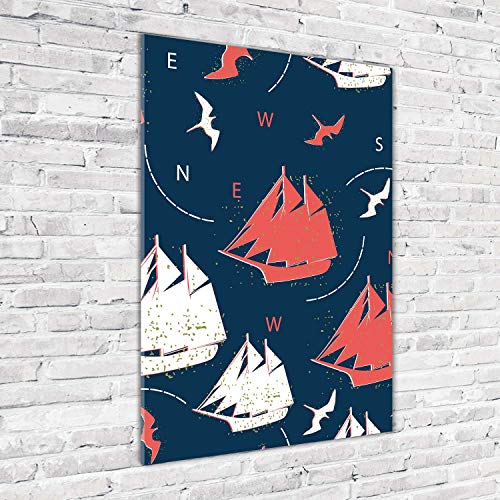 Impression sur verre 70x100 cm Tulup navires et oiseaux multicolore - 3