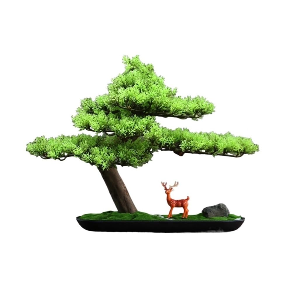 WOTZOV Artificial Plants, New Chinese Simulation Tree Office Decorative Ornaments Living Room Entrance Hotel Greenery Bonsai Light,Home Decor