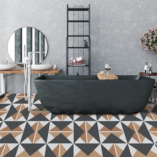 Alwayspon 24Pcs 11.81x11.81inch Black, White and Orange Waterproof Non-Slip Floor