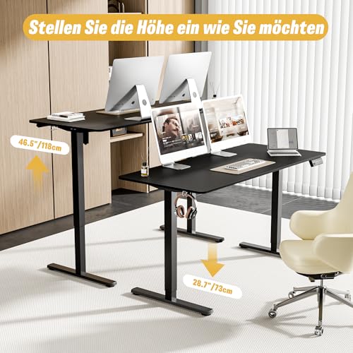 ERGOMAKER Höhenverstellbarer Schreibtisch Elektrisch für Homeoffice140x60cm – Ansicht 4
