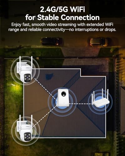 Image of Solar Security Cameras Wireless Outdoor, 4MP Solar Powered Home Security Camera System with 10CH NVR, 128G Local Recording, Color Night Vision, 2.4G & 5GHz WiFi, 360 Pan & Tilt, 2 Cam Kit